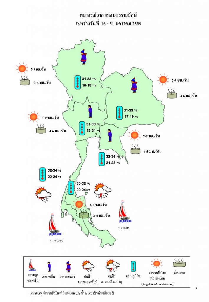 แผนที่สภาพอากาศประเทศไทยต้นปี 2559